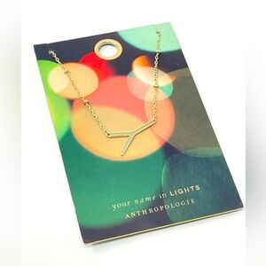 New Anthropologie Monogram Gold Necklace “Y”